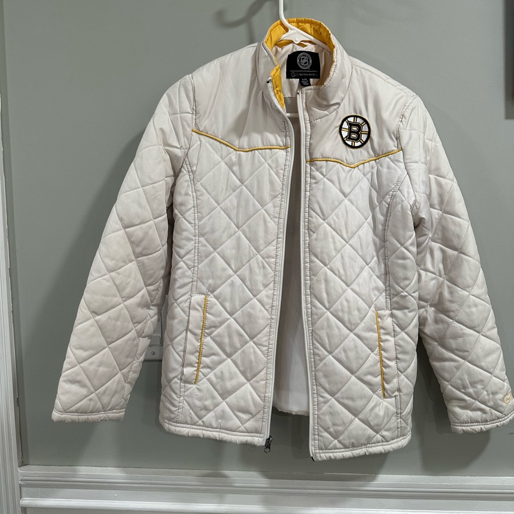 Boston Bruins White Quilted Jacket Women’s Size Small UHL